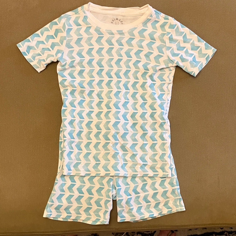 Primary Blue and White Kids Pajama Set Size 8/9